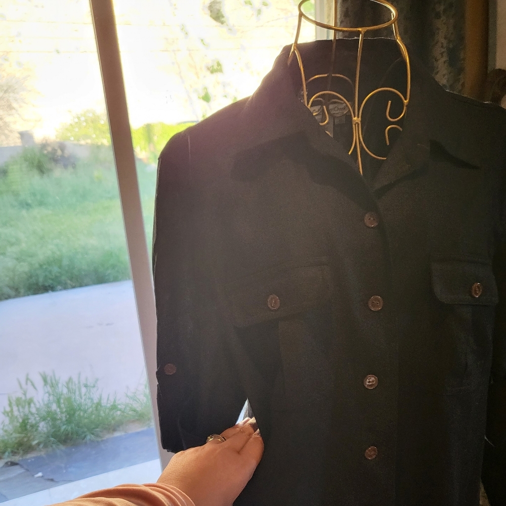 Button down dress, linen. Black.